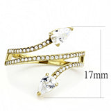 IP Gold(Ion Plating) Stainless Steel Ring with AAA Grade CZ  in Clear