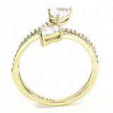 IP Gold(Ion Plating) Stainless Steel Ring with AAA Grade CZ  in Clear