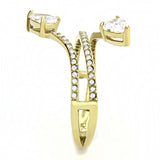 IP Gold(Ion Plating) Stainless Steel Ring with AAA Grade CZ  in Clear