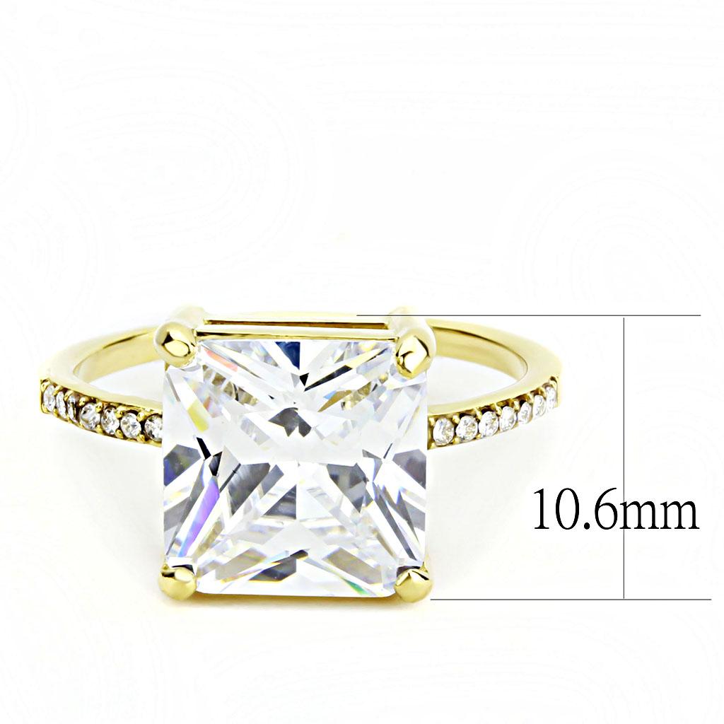 IP Gold(Ion Plating) Stainless Steel Ring with AAA Grade CZ  in Clear
