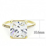 IP Gold(Ion Plating) Stainless Steel Ring with AAA Grade CZ  in Clear