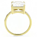 IP Gold(Ion Plating) Stainless Steel Ring with AAA Grade CZ  in Clear