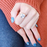 IP Gold(Ion Plating) Stainless Steel Ring with AAA Grade CZ  in Clear