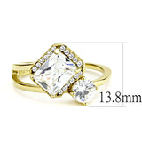 IP Gold(Ion Plating) Stainless Steel Ring with AAA Grade CZ  in Clear