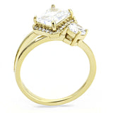 IP Gold(Ion Plating) Stainless Steel Ring with AAA Grade CZ  in Clear