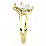 IP Gold(Ion Plating) Stainless Steel Ring with AAA Grade CZ  in Clear