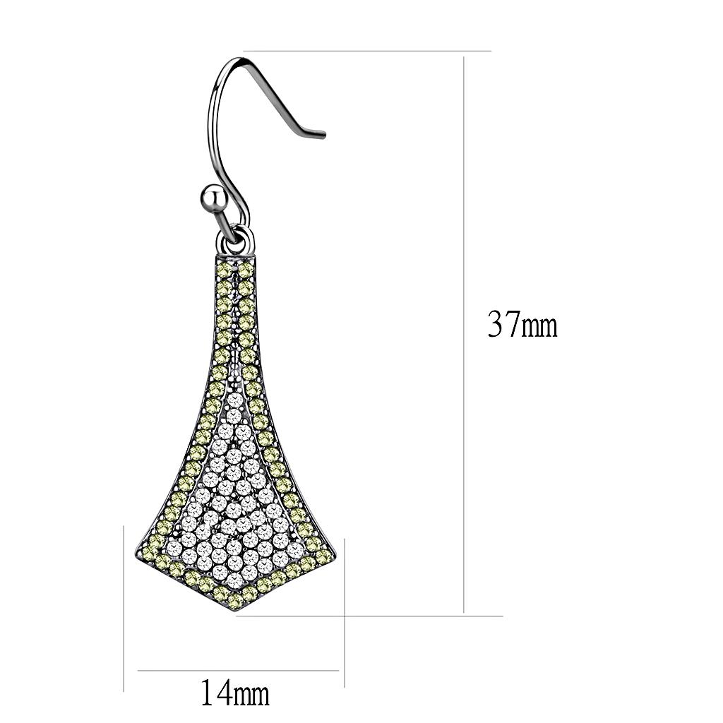 High polished (no plating) Stainless Steel Earrings with AAA Grade CZ  in Topaz