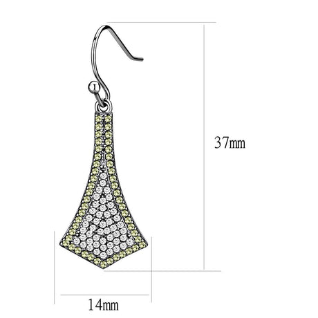 High polished (no plating) Stainless Steel Earrings with AAA Grade CZ  in Topaz