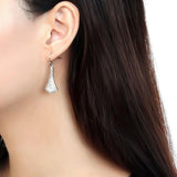 High polished (no plating) Stainless Steel Earrings with AAA Grade CZ  in Topaz