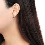 High polished (no plating) Stainless Steel Earrings with AAA Grade CZ  in Clear
