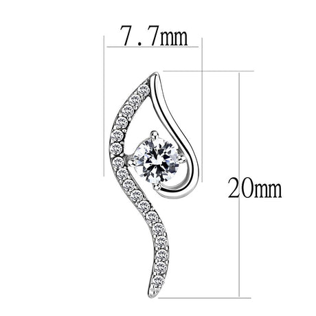 High polished (no plating) Stainless Steel Earrings with AAA Grade CZ  in Clear