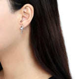 High polished (no plating) Stainless Steel Earrings with AAA Grade CZ  in Clear