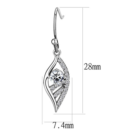 High polished (no plating) Stainless Steel Earrings with AAA Grade CZ  in Clear