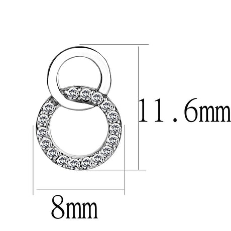 High polished (no plating) Stainless Steel Earrings with AAA Grade CZ  in Clear