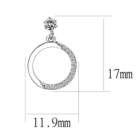 High polished (no plating) Stainless Steel Earrings with AAA Grade CZ  in Clear