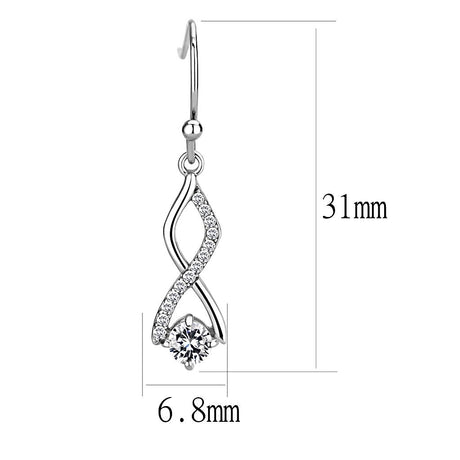 High polished (no plating) Stainless Steel Earrings with AAA Grade CZ  in Clear