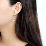 High polished (no plating) Stainless Steel Earrings with AAA Grade CZ  in Clear