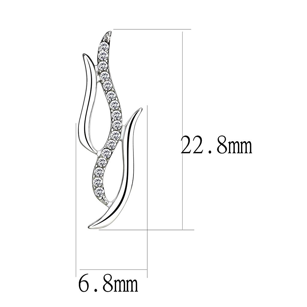High polished (no plating) Stainless Steel Earrings with AAA Grade CZ  in Clear
