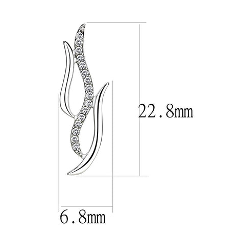 High polished (no plating) Stainless Steel Earrings with AAA Grade CZ  in Clear