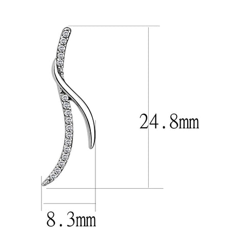 High polished (no plating) Stainless Steel Earrings with AAA Grade CZ  in Clear