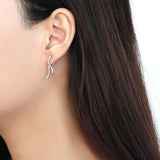 High polished (no plating) Stainless Steel Earrings with AAA Grade CZ  in Clear