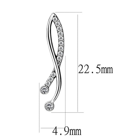 High polished (no plating) Stainless Steel Earrings with AAA Grade CZ  in Clear