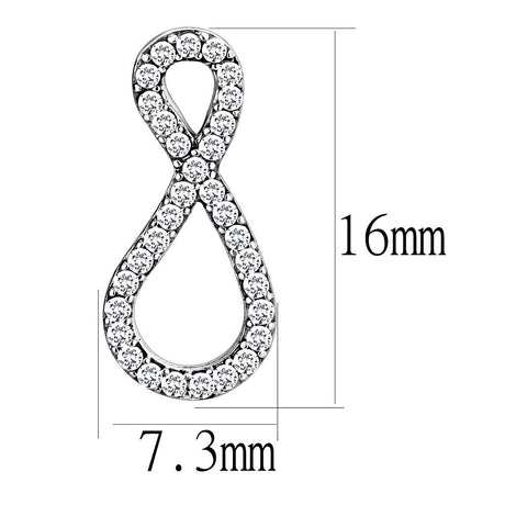 High polished (no plating) Stainless Steel Earrings with AAA Grade CZ  in Clear