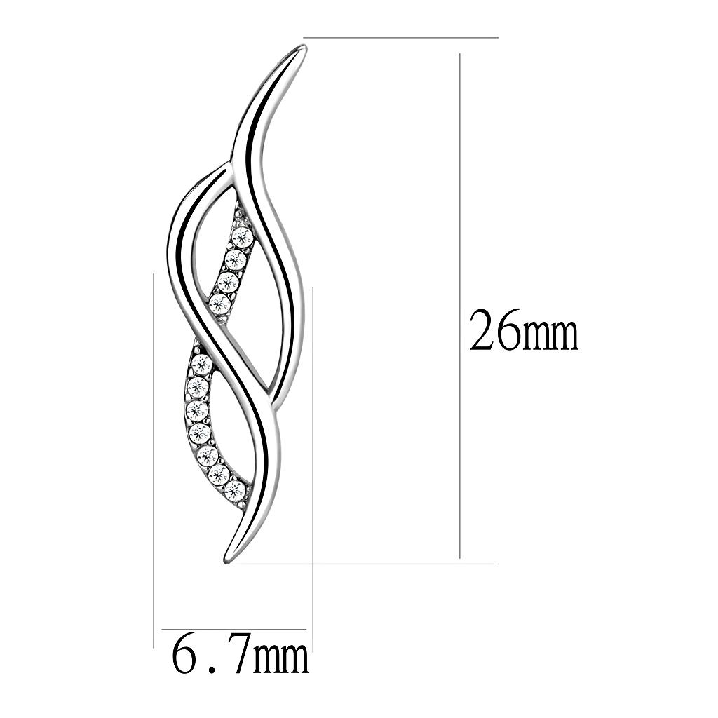 High polished (no plating) Stainless Steel Earrings with AAA Grade CZ  in Clear