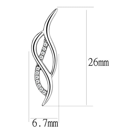 High polished (no plating) Stainless Steel Earrings with AAA Grade CZ  in Clear
