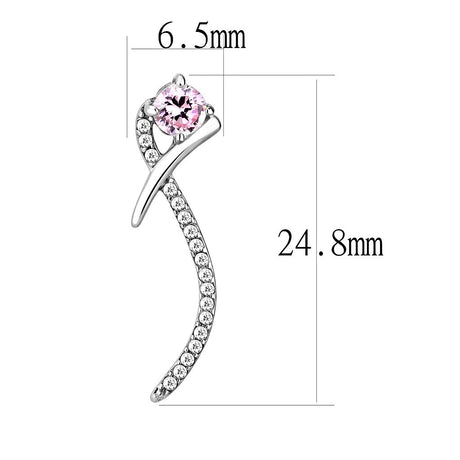 High polished (no plating) Stainless Steel Earrings with AAA Grade CZ  in Rose