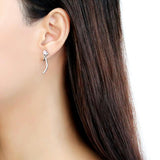 High polished (no plating) Stainless Steel Earrings with AAA Grade CZ  in Rose