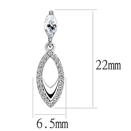 High polished (no plating) Stainless Steel Earrings with AAA Grade CZ  in Clear