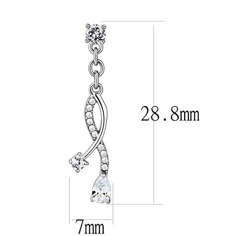 High polished (no plating) Stainless Steel Earrings with AAA Grade CZ  in Clear