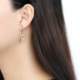 High polished (no plating) Stainless Steel Earrings with AAA Grade CZ  in Clear