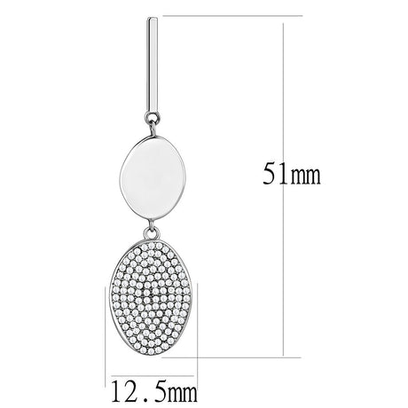 High polished (no plating) Stainless Steel Earrings with AAA Grade CZ  in Clear