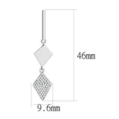 High polished (no plating) Stainless Steel Earrings with AAA Grade CZ  in Clear