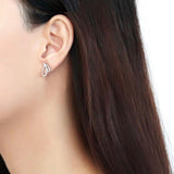 High polished (no plating) Stainless Steel Earrings with AAA Grade CZ  in Clear