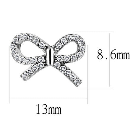 High polished (no plating) Stainless Steel Earrings with AAA Grade CZ  in Clear