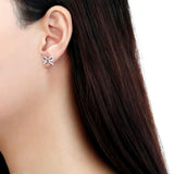 High polished (no plating) Stainless Steel Earrings with AAA Grade CZ  in Clear