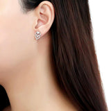 High polished (no plating) Stainless Steel Earrings with AAA Grade CZ  in Clear