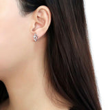 High polished (no plating) Stainless Steel Earrings with AAA Grade CZ  in Clear