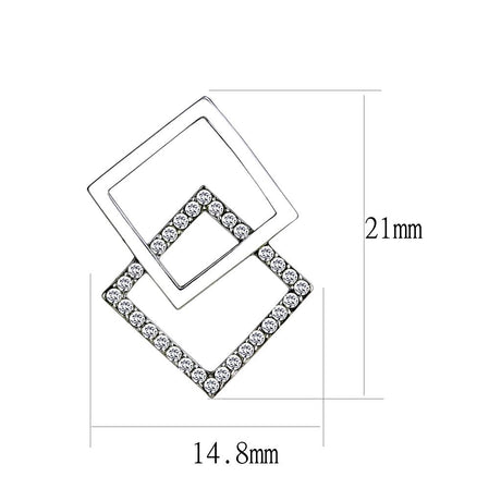 High polished (no plating) Stainless Steel Earrings with AAA Grade CZ  in Clear