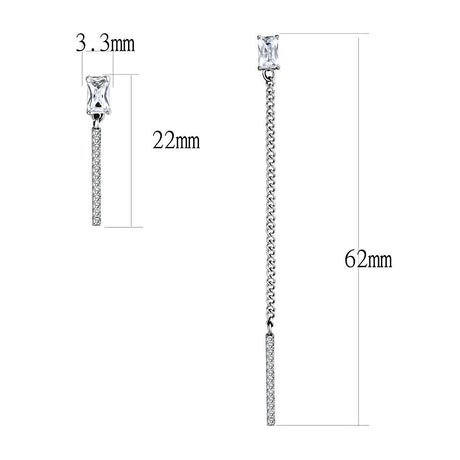 High polished (no plating) Stainless Steel Earrings with AAA Grade CZ  in Clear