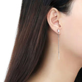 High polished (no plating) Stainless Steel Earrings with AAA Grade CZ  in Clear