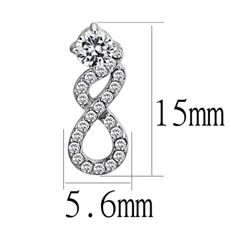 High polished (no plating) Stainless Steel Earrings with AAA Grade CZ  in Clear