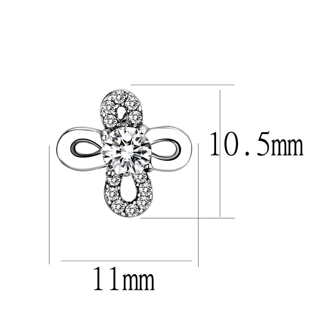 High polished (no plating) Stainless Steel Earrings with AAA Grade CZ  in Clear