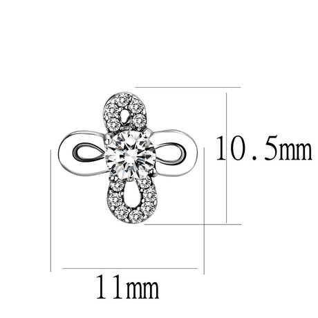 High polished (no plating) Stainless Steel Earrings with AAA Grade CZ  in Clear