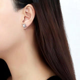 High polished (no plating) Stainless Steel Earrings with AAA Grade CZ  in Clear