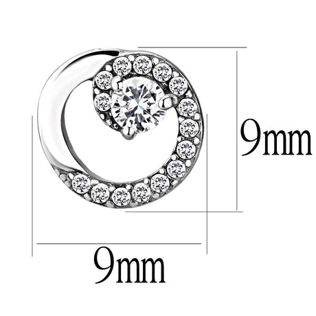 High polished (no plating) Stainless Steel Earrings with AAA Grade CZ  in Clear