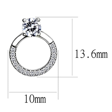 High polished (no plating) Stainless Steel Earrings with AAA Grade CZ  in Clear